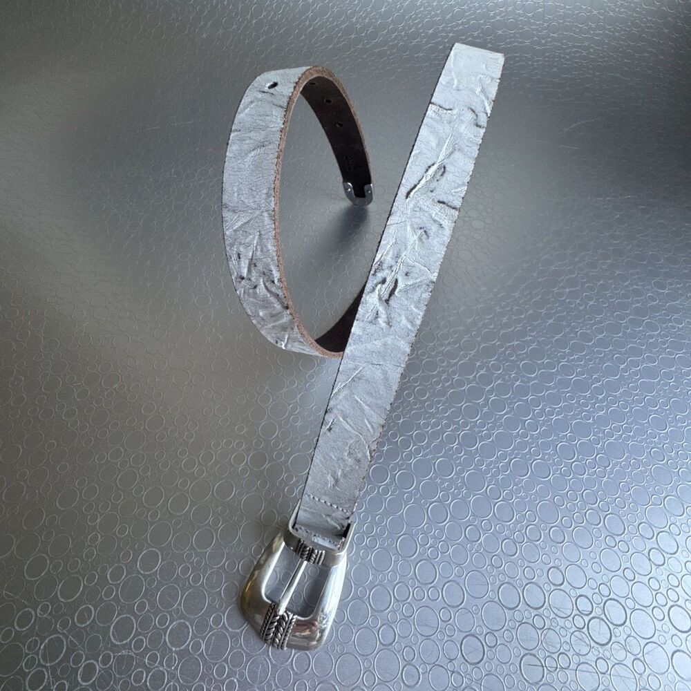 VTG Western 3 PC Ranger Belt White Distress Rub Made in Mexico 1" Wide - Size 32